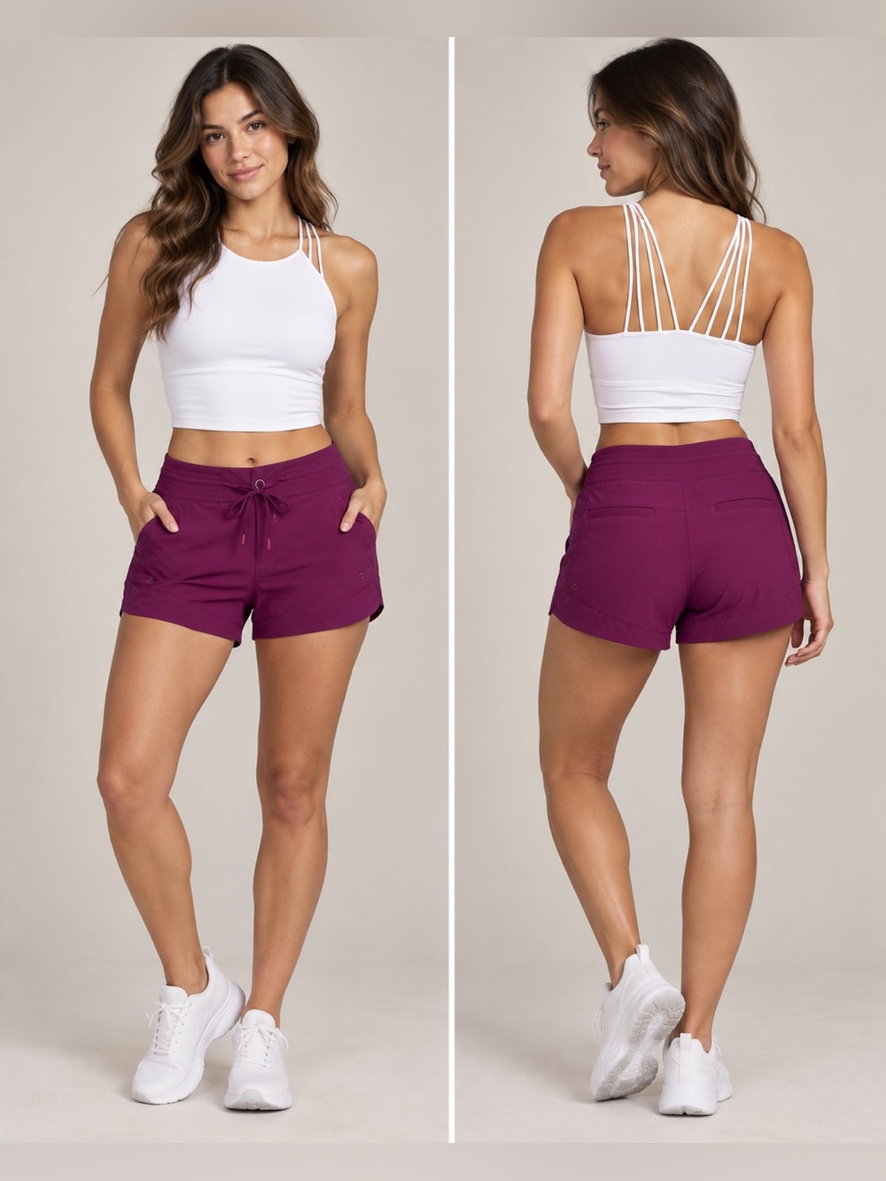 Athleta Hudson Board Shorts Women Size 10 Magenta Berry Stretch Drawstring